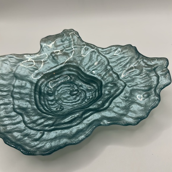 Elegant Teal Glass Art small dish vase jewelry holder decor nautical - Picture 7 of 7